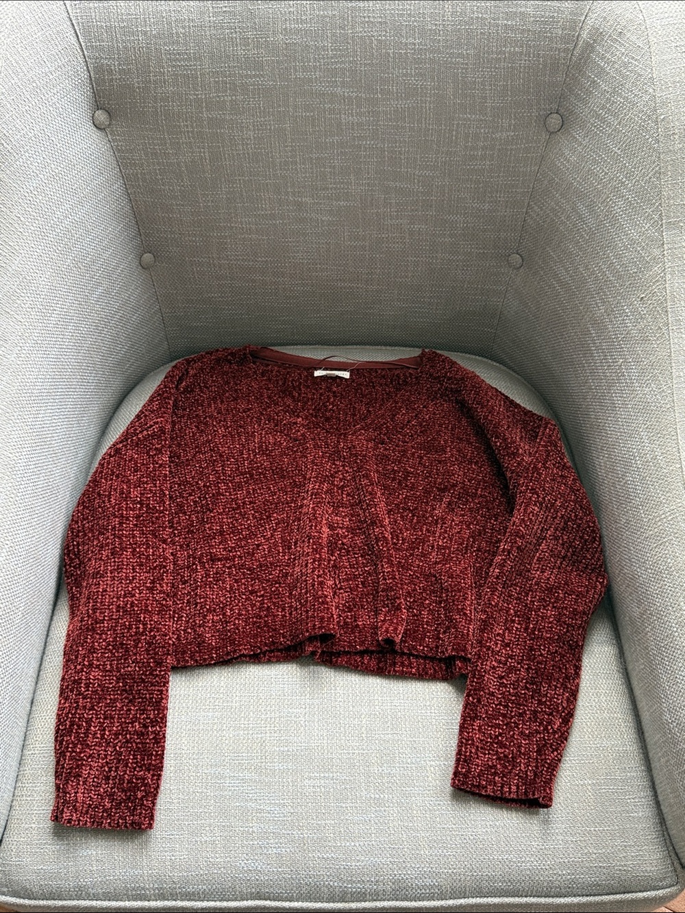La Hearts Maroon Chenille Scoop Neck Sweater